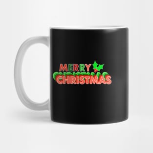 Merry Christmas Holly Word Art Mug